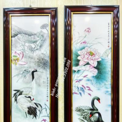 Tranh Sứ Họa Tiết Hoa Sen